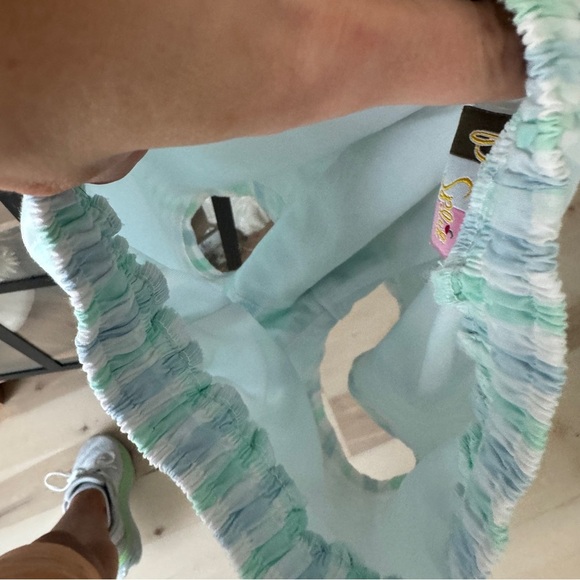 Gingham checkered print swimming trunks shorts mint drawstring toddler boys baby - Picture 5 of 6